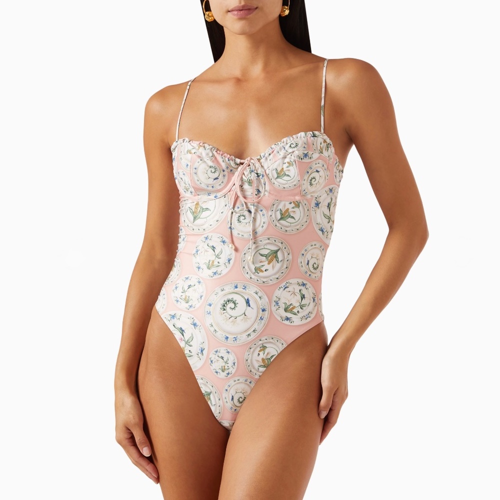 Agua By Agua Bendita Ebano Menaje One-Piece Underwire Swimsuit sz XL